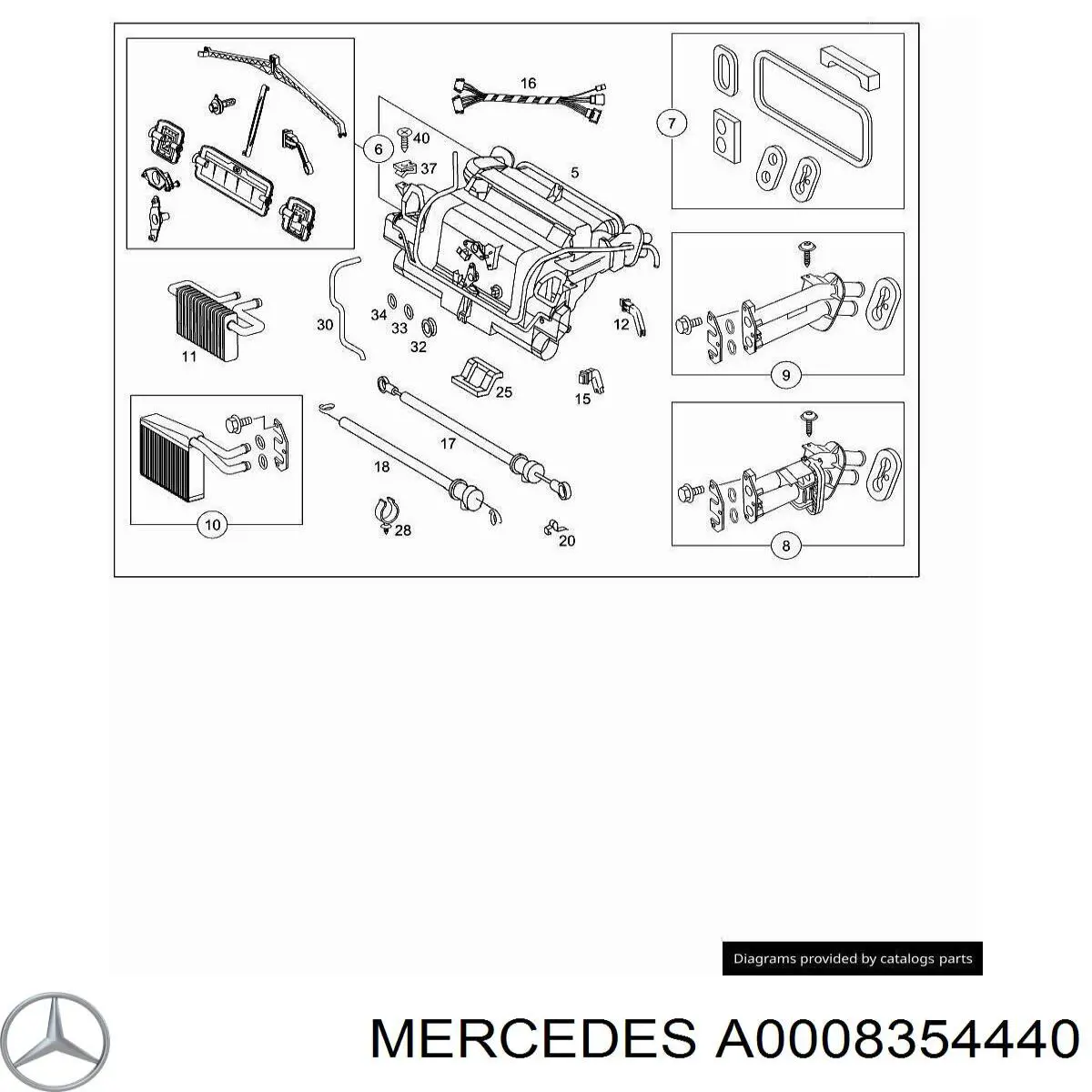 A000835444064 Mercedes conjunto carcasa de ventilador de la estufa (calentador interno)
