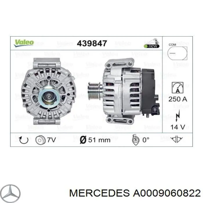 Alternador del motor Mercedes A0009060822 precio, desde 387,94 EUR