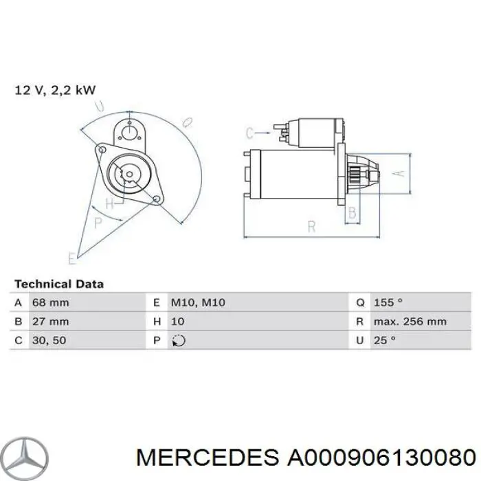 000906130080 Mercedes motor de arranque