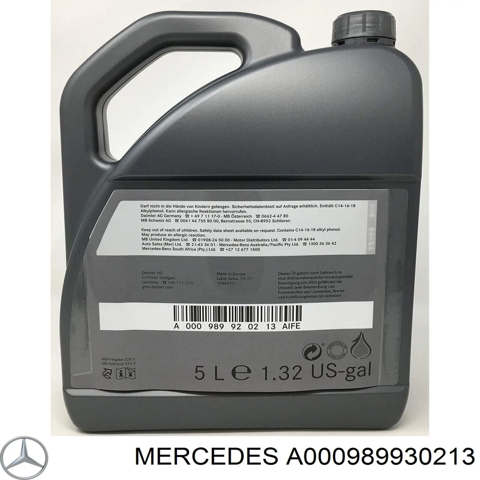 Aceite de motor A000989930213 Mercedes