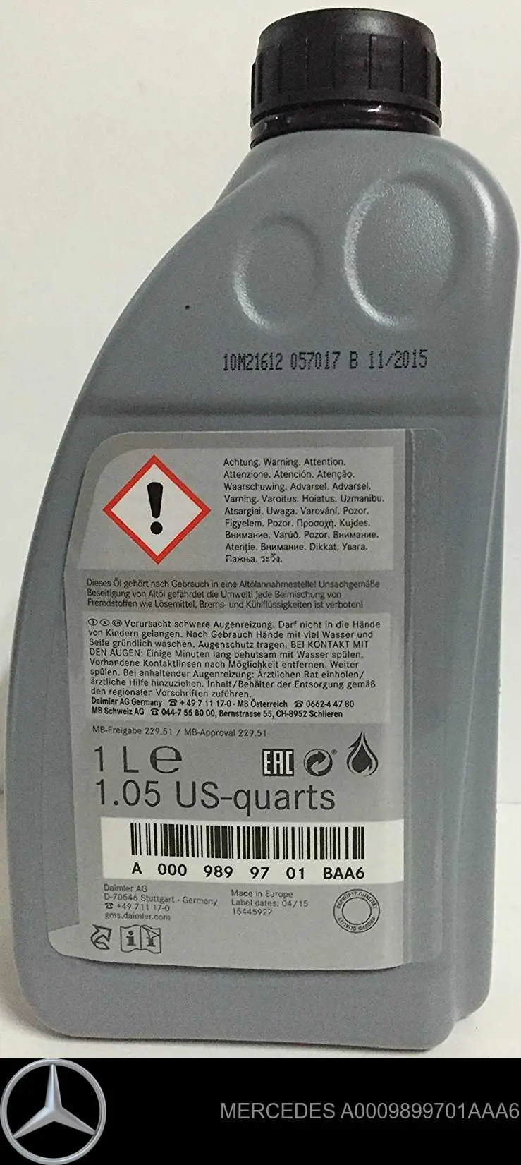 Comprar A0009899701AAA6 Mercedes Aceite de motor