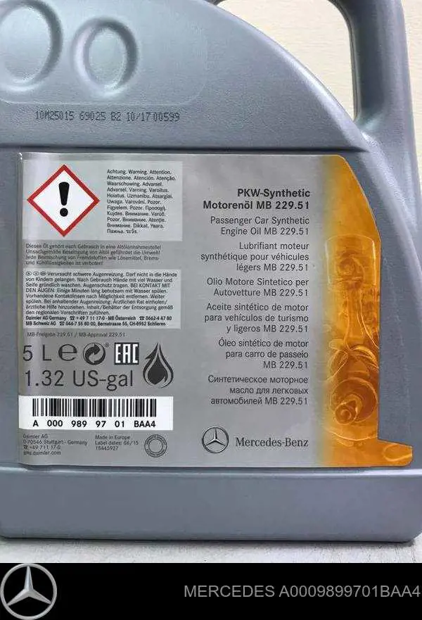 Comprar A0009899701BAA4 Mercedes Aceite de motor