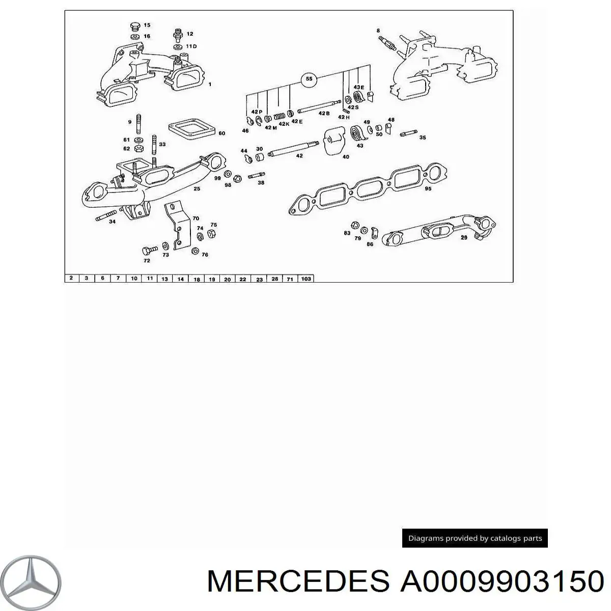 A0009903150 Mercedes tuerca del colector de escape