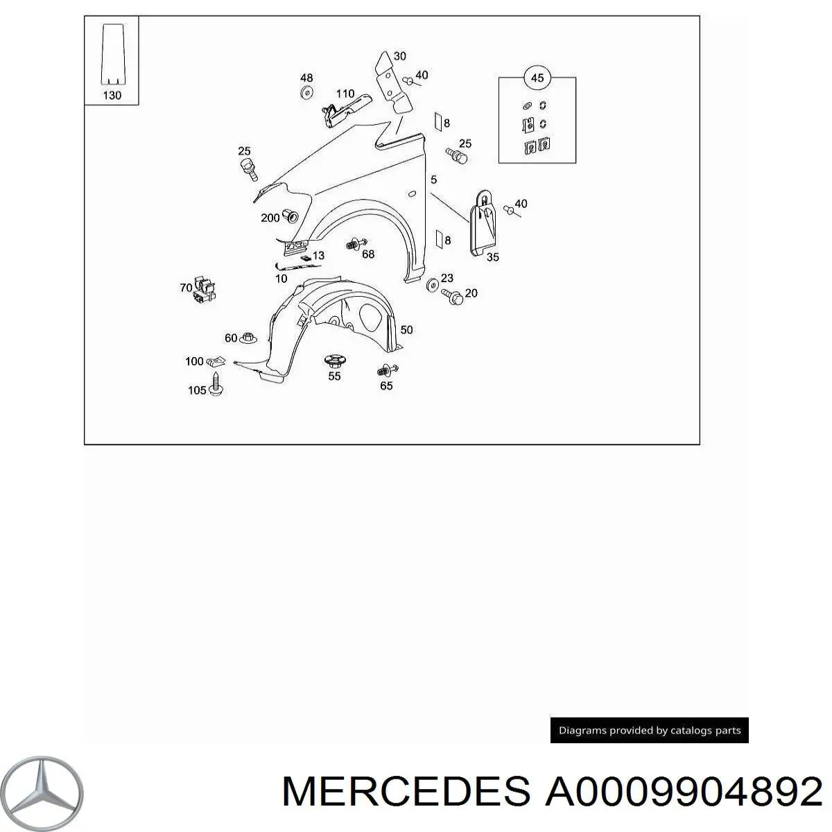 Clip de fijación de la rejilla del radiador al panel Mercedes A0009904892 precio, desde 1,05 EUR