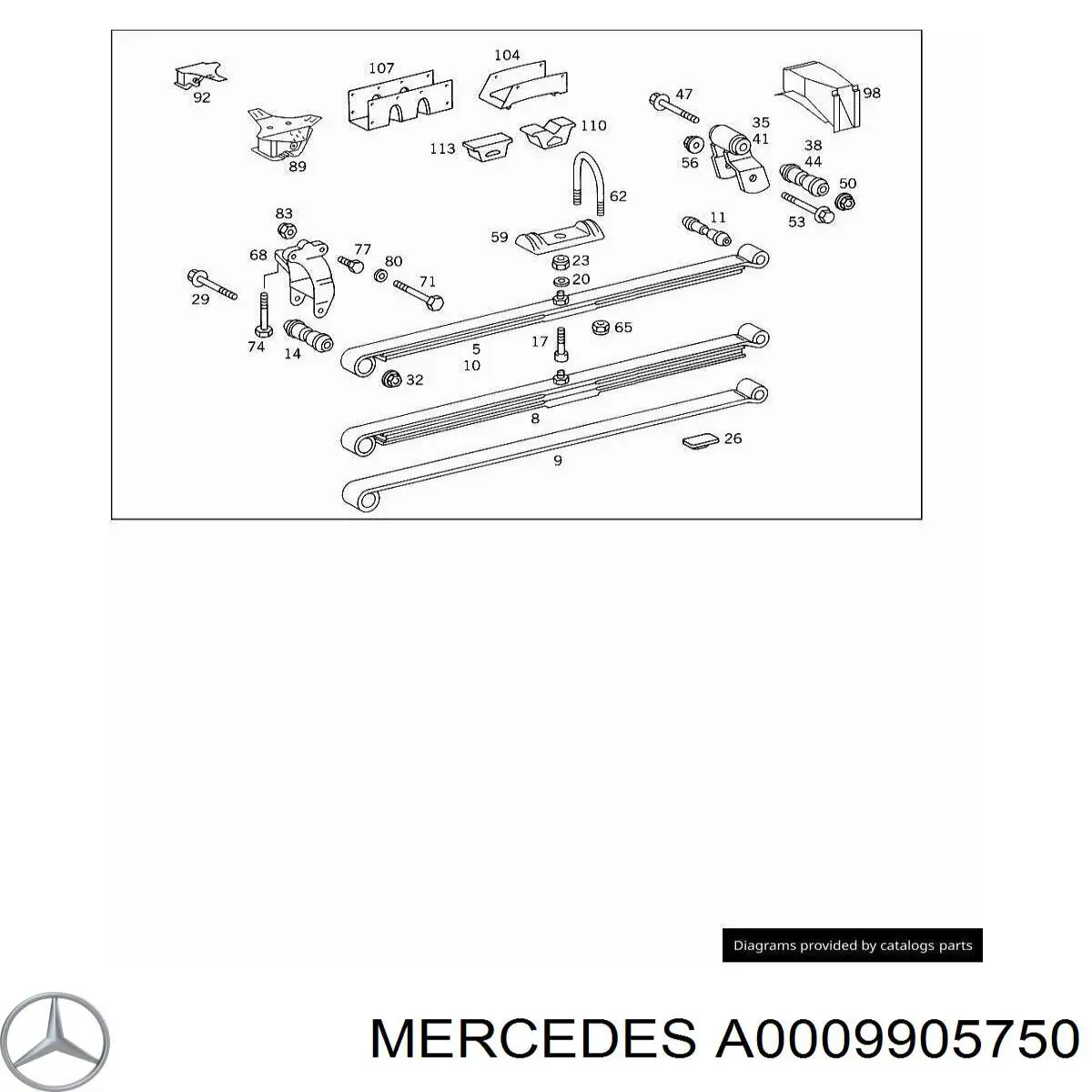 A0009909750 Mercedes tuerca, vástago de amortiguador