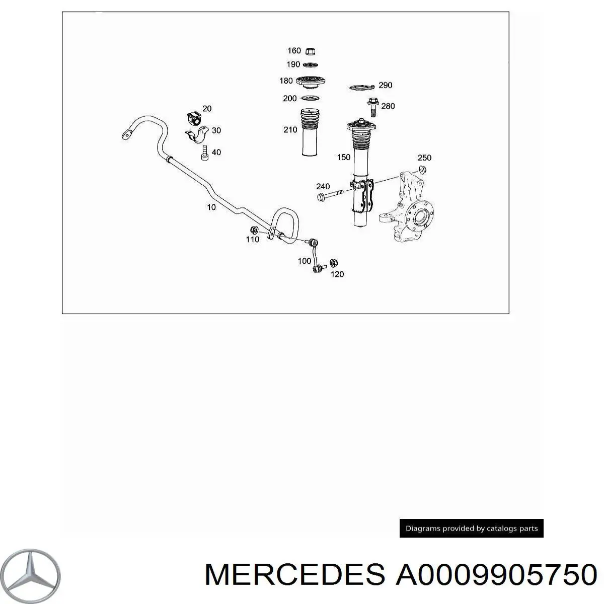 Tuerca del vástago del amortiguador delantero Mercedes A0009905750 precio, desde 6,26 EUR