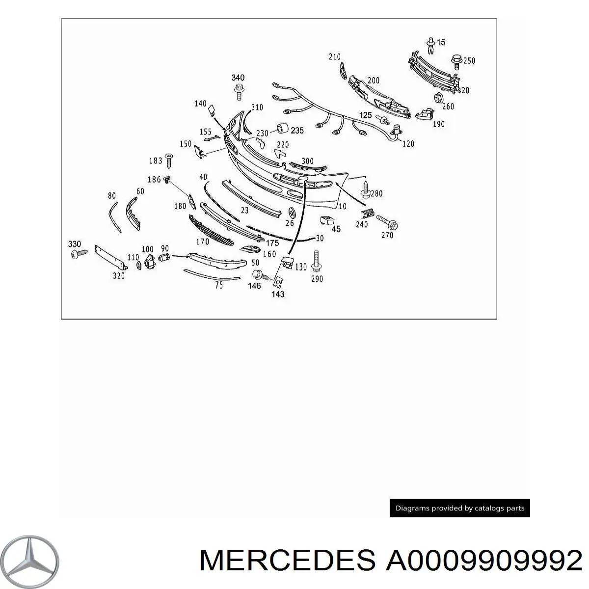 A0009909992 Mercedes clip, tubuladura de sujeción, alféizar de la puerta