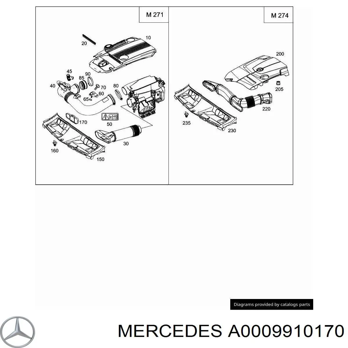 A0009910170 Mercedes Clip de fijación de moldura de parabrisas