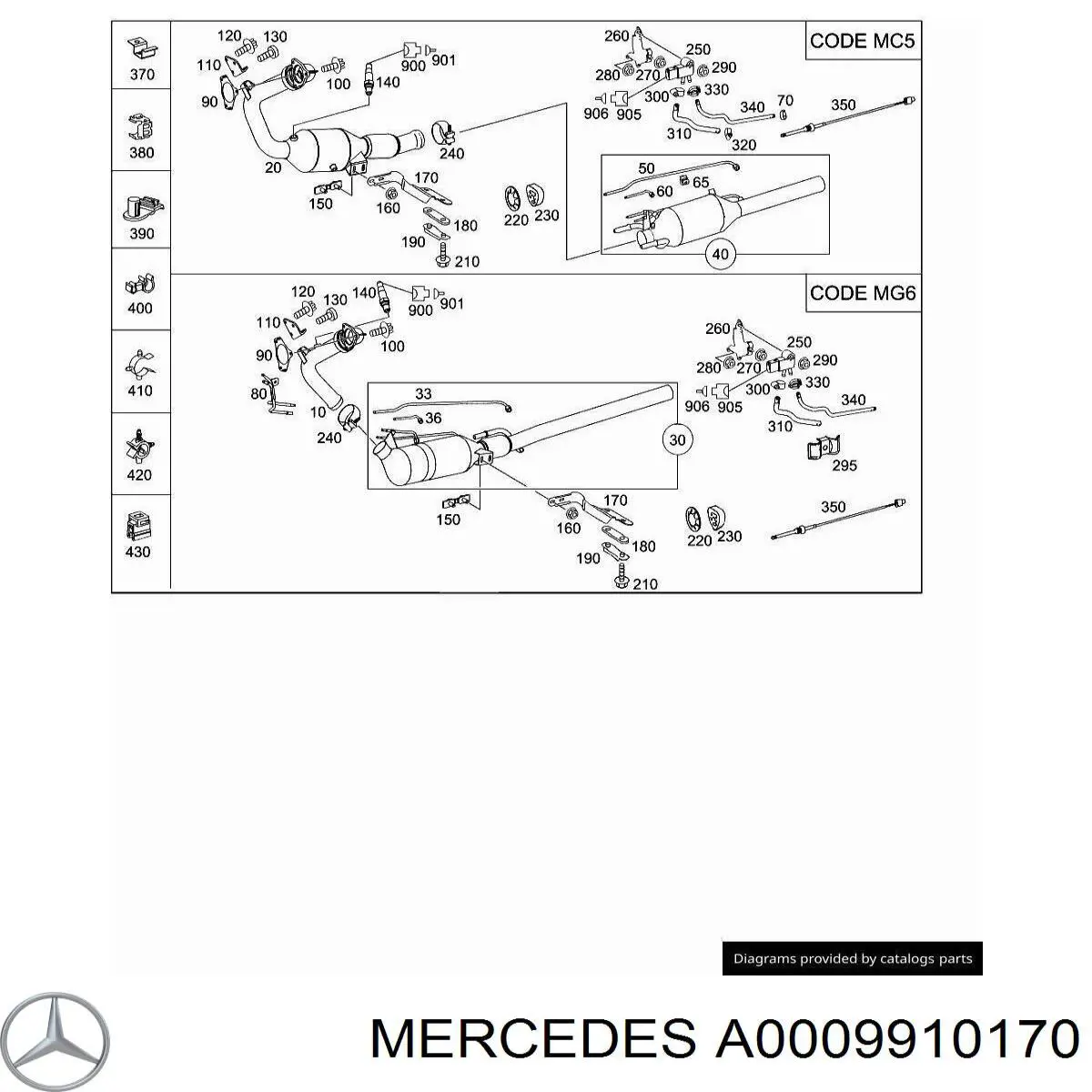 Comprar A0009910170 Mercedes Clip de fijación de moldura de parabrisas