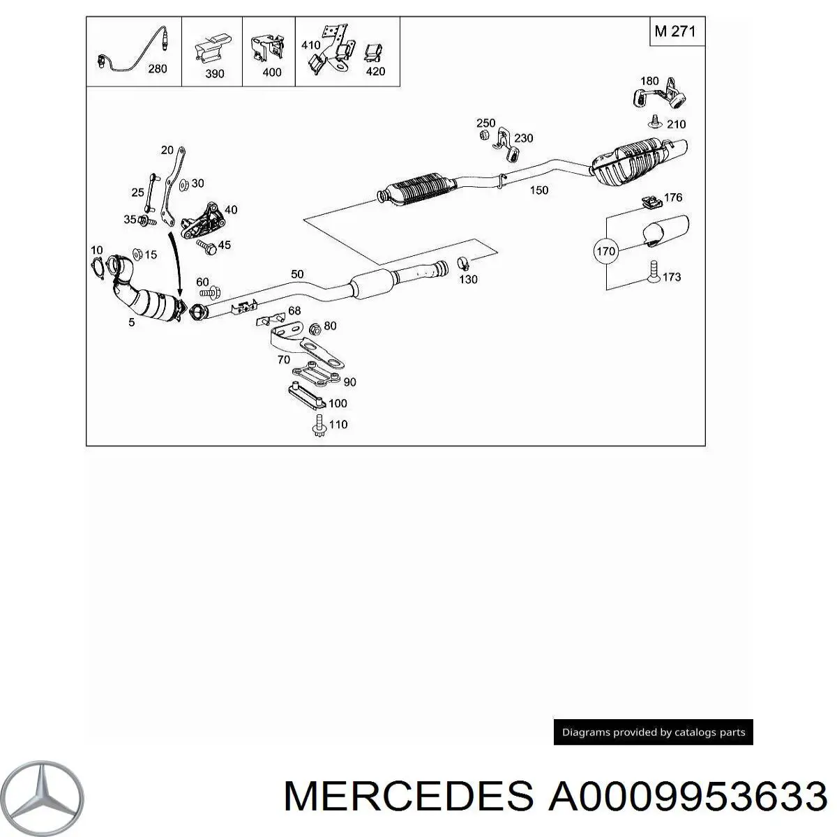 0009953633 Mercedes abrazadera para sujetar el catalizador a la turbina