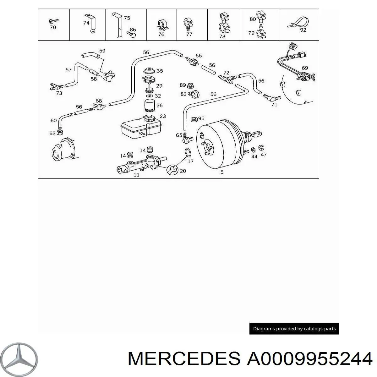 Abrazadera de cableado A0009956044 Mercedes