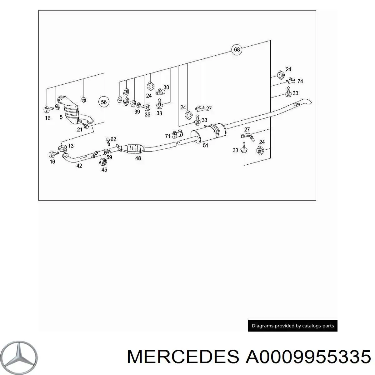 A0009955335 Mercedes abrazadera de sujeción delantera