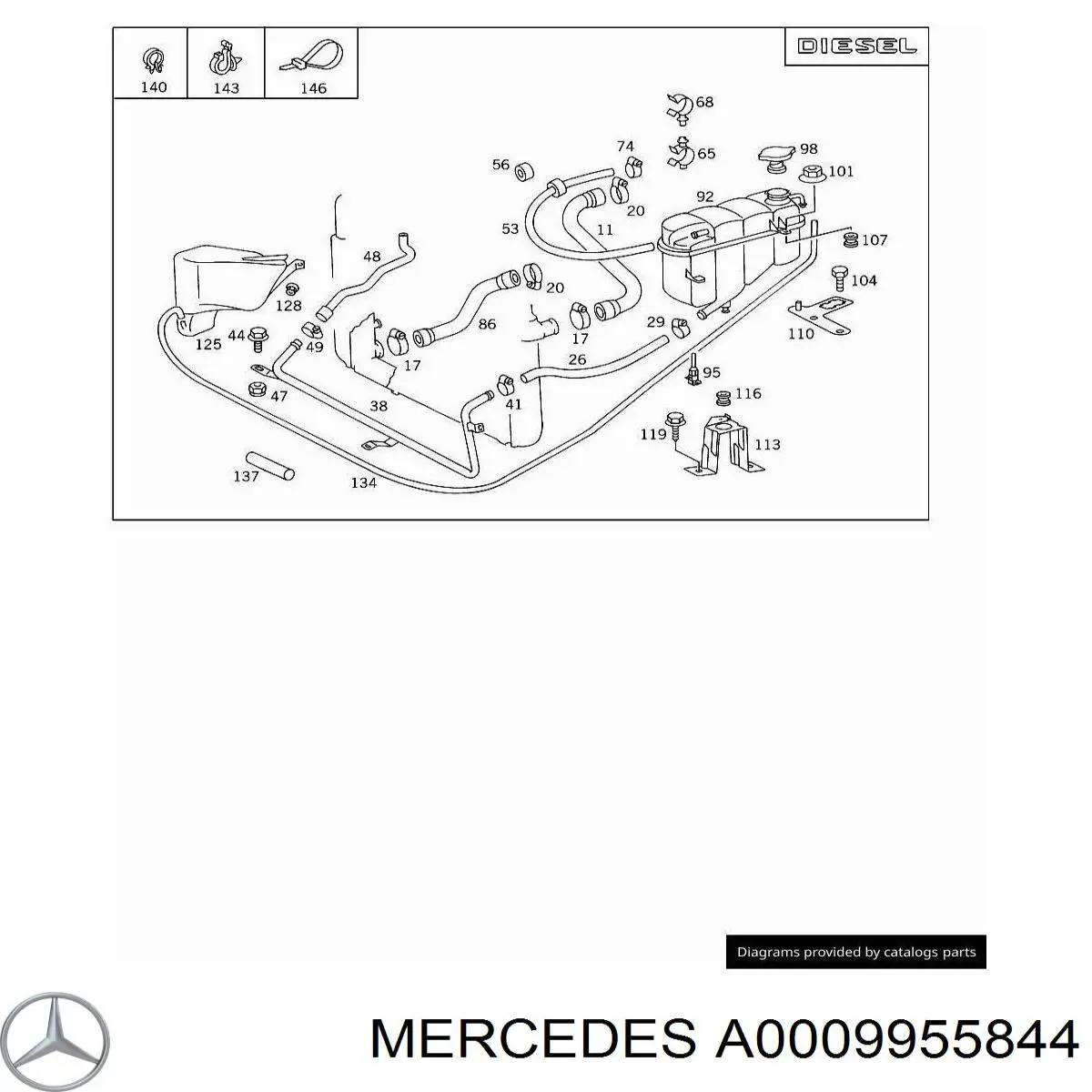 Abrazadera de cableado Mercedes A0009955844 precio, desde 2,06 EUR