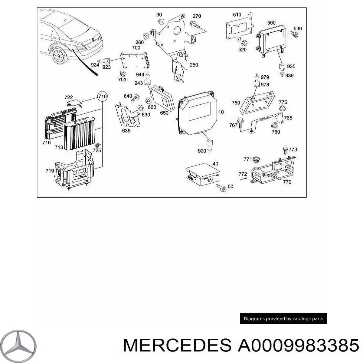 Clip de fijación de moldura de puerta A0009983385 Mercedes