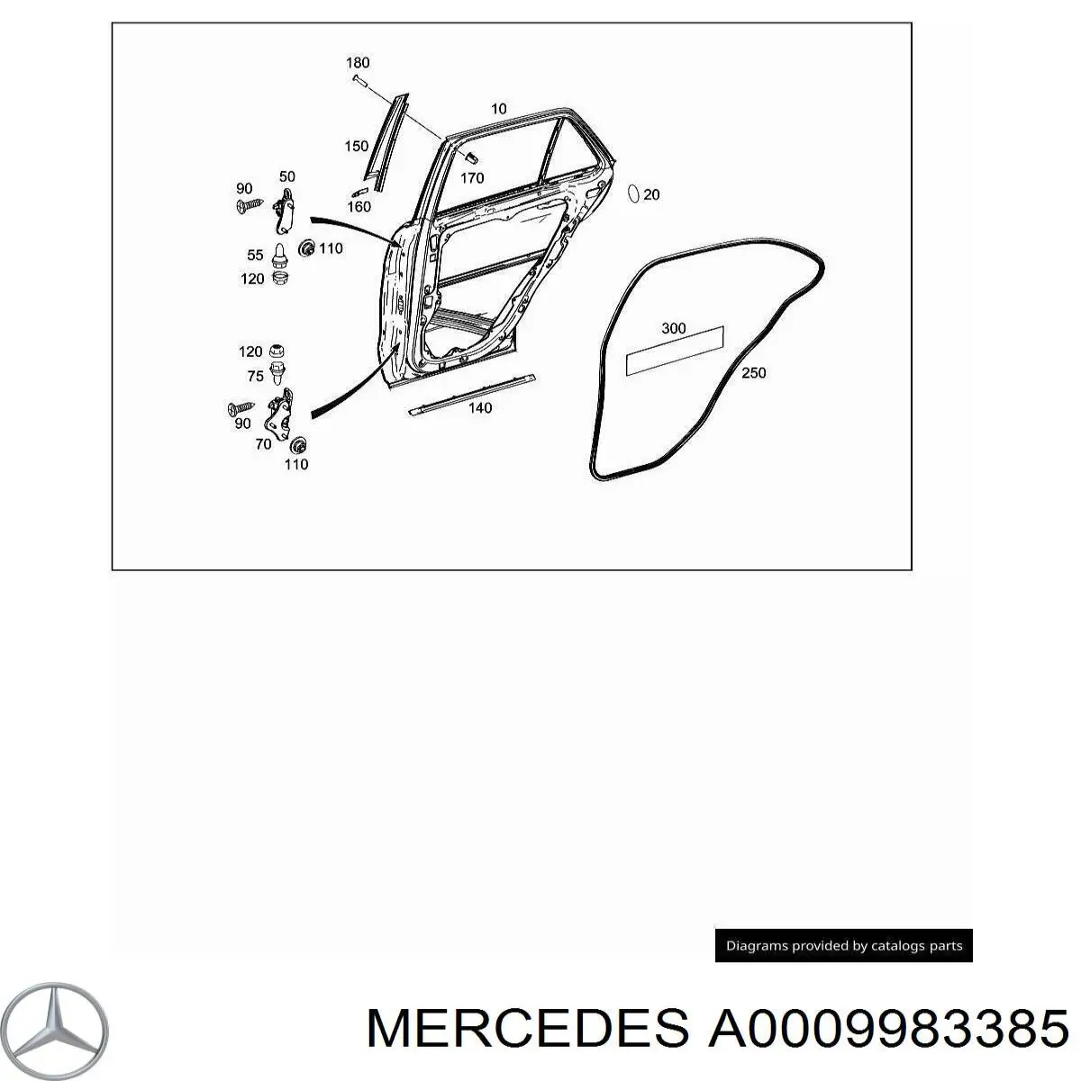 A0009983385 Mercedes Clip de fijación de moldura de puerta