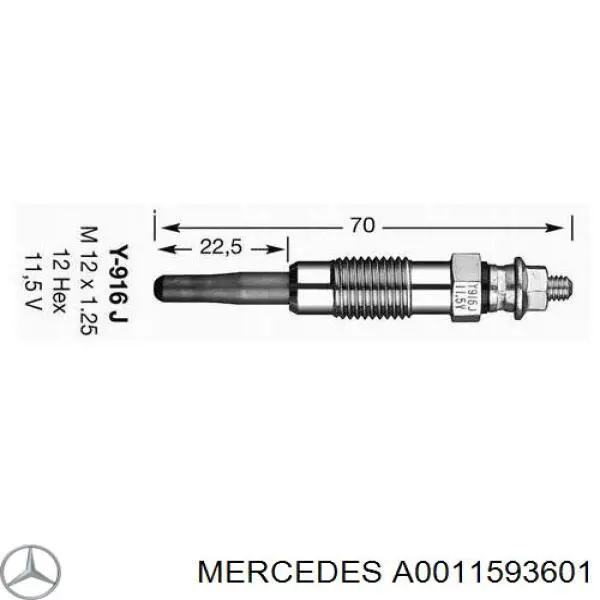 A0011593601 Mercedes bujía de precalentamiento