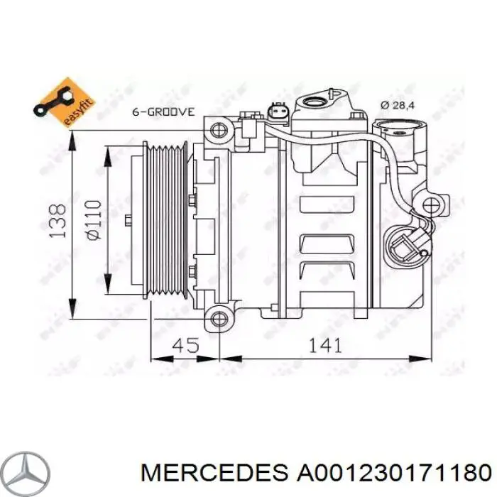 Comprar A001230171180 Mercedes Compresor de aire acondicionado coche