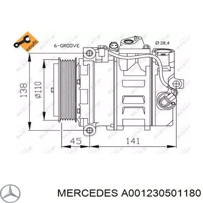 A001230501180 Mercedes compresor de aire acondicionado