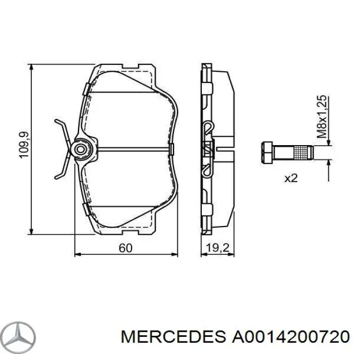 Pastillas de freno delanteras Mercedes A0014200720