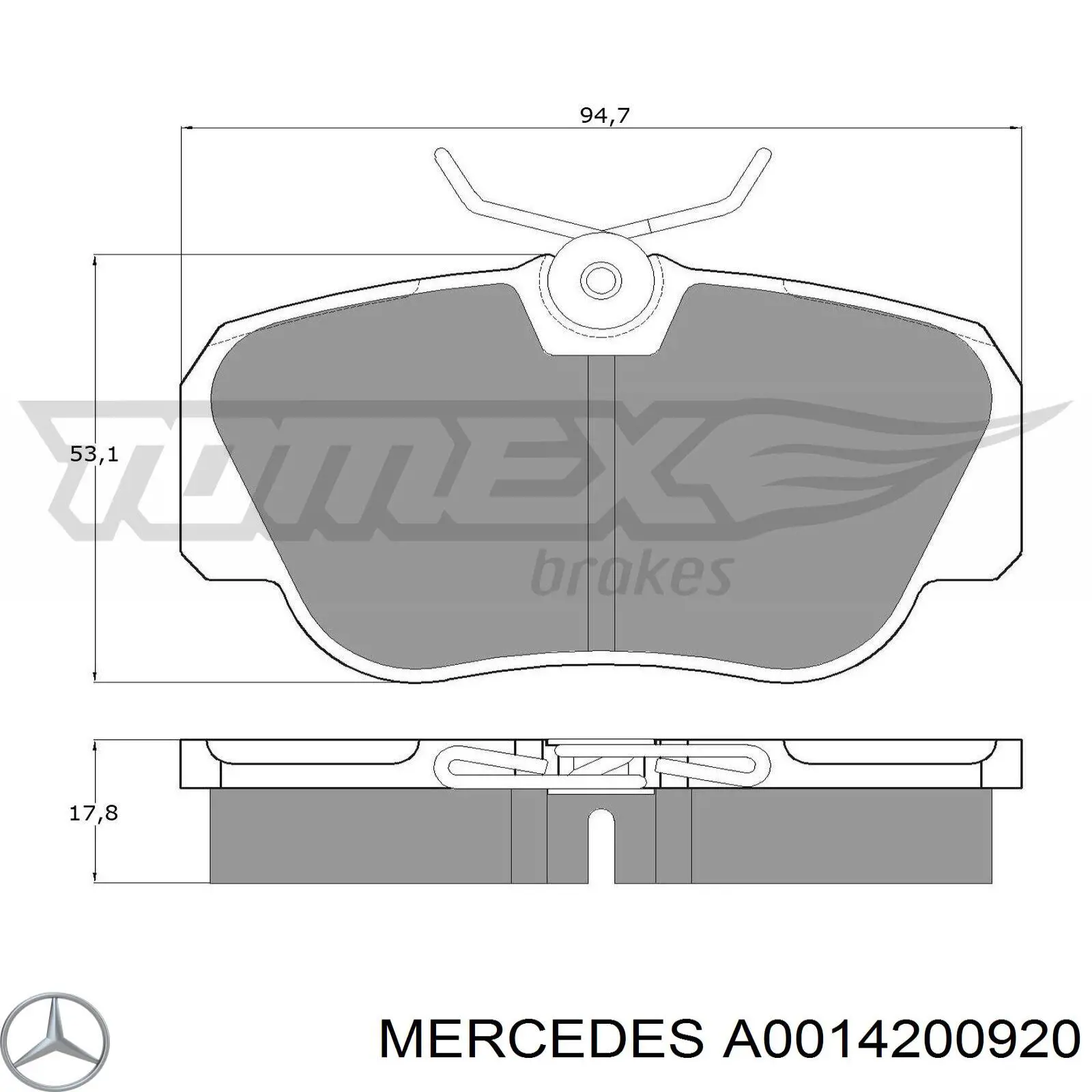 A0014200920 Mercedes pastillas de freno delanteras