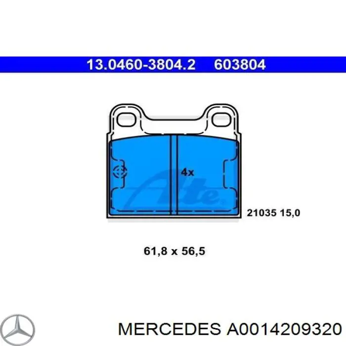 Pastillas traseras Mercedes A0014209320