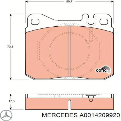 A0014209920 Mercedes pastillas de freno delanteras