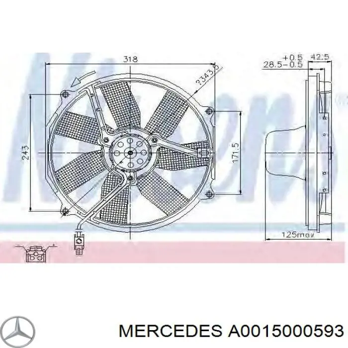 A0015000593 Mercedes Electroventilador del motor