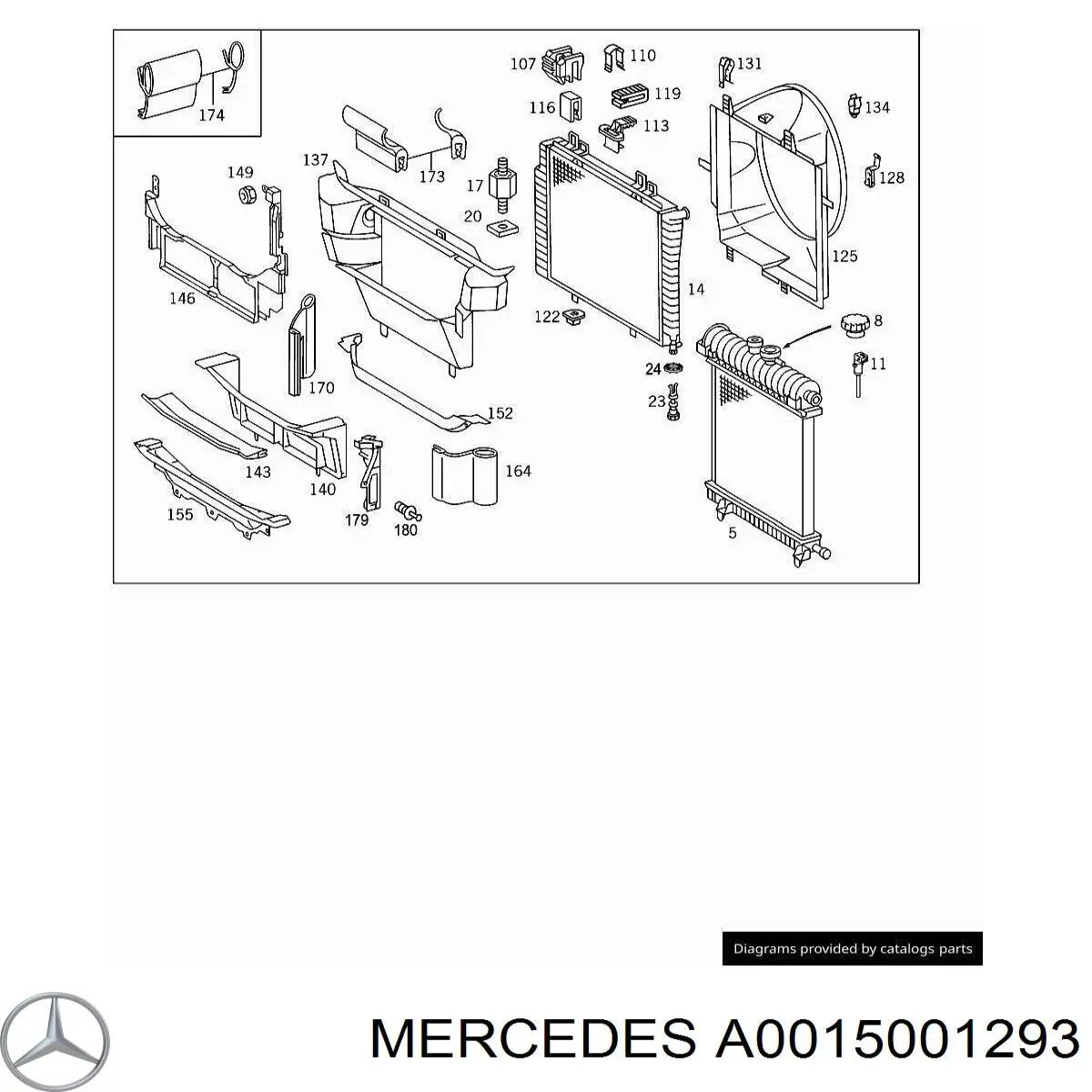 Comprar A0015001293 Mercedes Ventilador eléctrico de refrigeración completo izquierdo (motor y hélice)