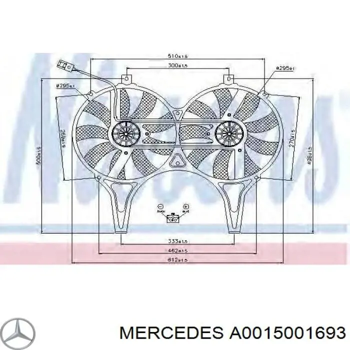 A0015001693 Mercedes difusor de radiador, aire acondicionado, completo con motor y rodete