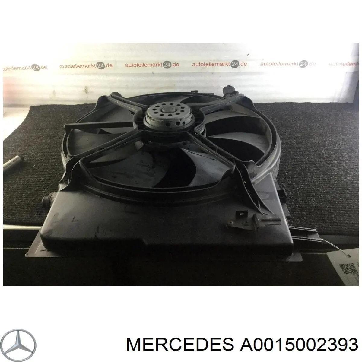 0015002393 Mercedes difusor de radiador, ventilador de refrigeración, condensador del aire acondicionado, completo con motor y rodete