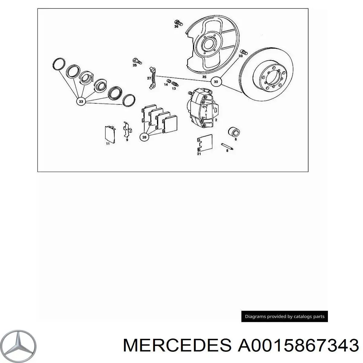 Kit de reparación, pinza de freno trasero Mercedes A0015867343 precio, desde 9,26 EUR