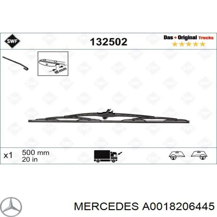 Escobilla del limpiaparabrisas del lado del conductor Mercedes A0018206445 precio, desde 11,16 EUR