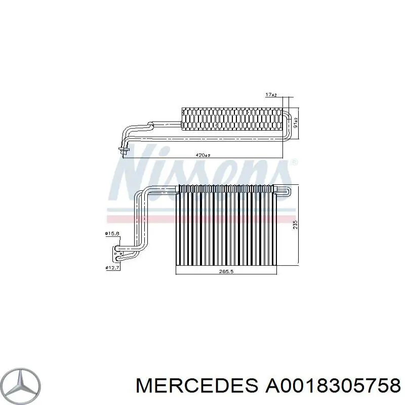 A0018305758 Mercedes evaporador, aire acondicionado