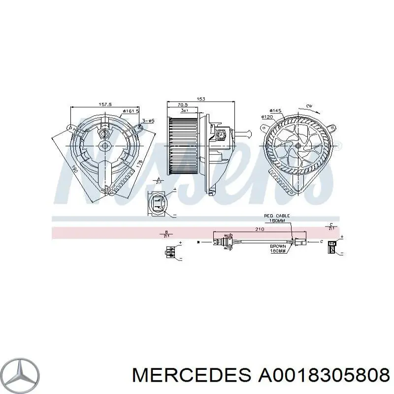 A0018305808 Mercedes motor eléctrico, ventilador habitáculo