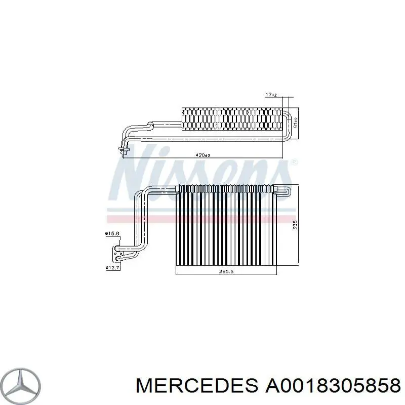 A0018305858 Mercedes evaporador, aire acondicionado