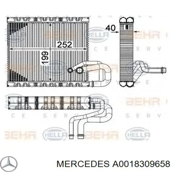 A0018309658 Mercedes Evaporador, aire acondicionado