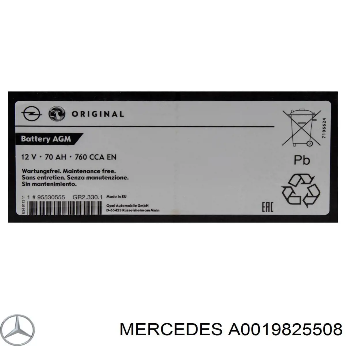 Batería Mercedes A0019825508