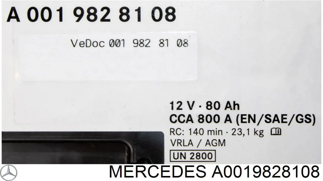 Batería A0019828108 Mercedes