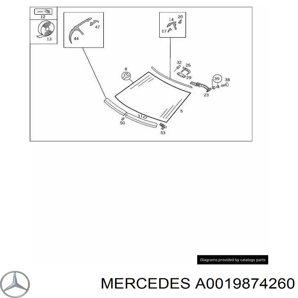 A0019874260 Mercedes Parabrisas delantero 