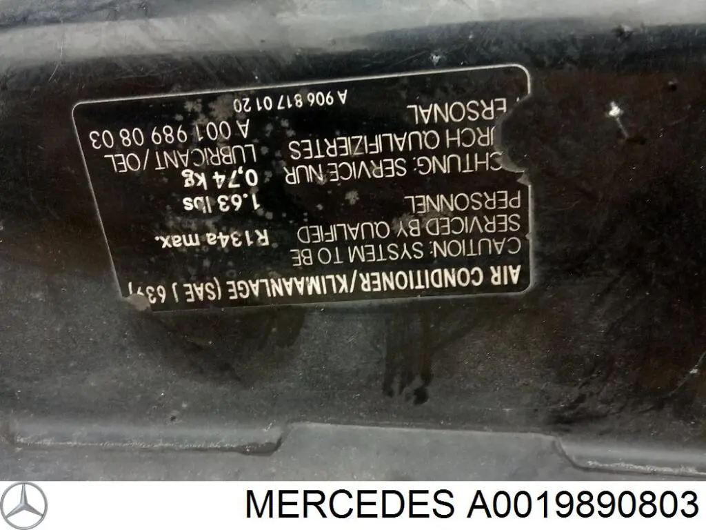 A0019890803 Mercedes Aceite de compresor de aire acondicionado