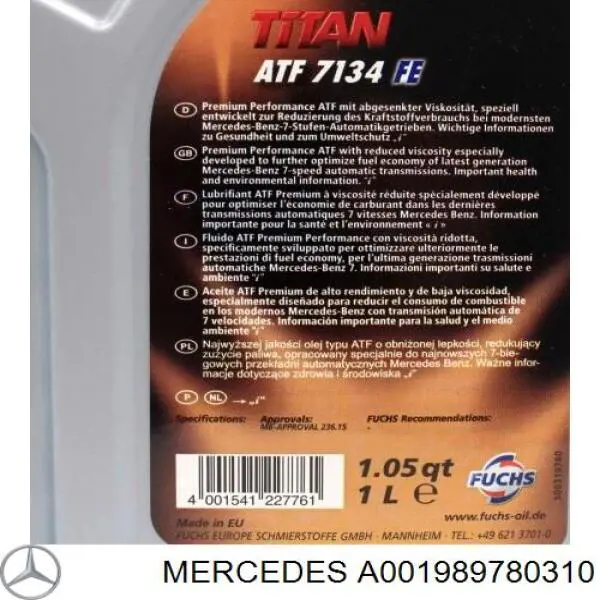 Mercedes Aceite transmisión (A001989780310)