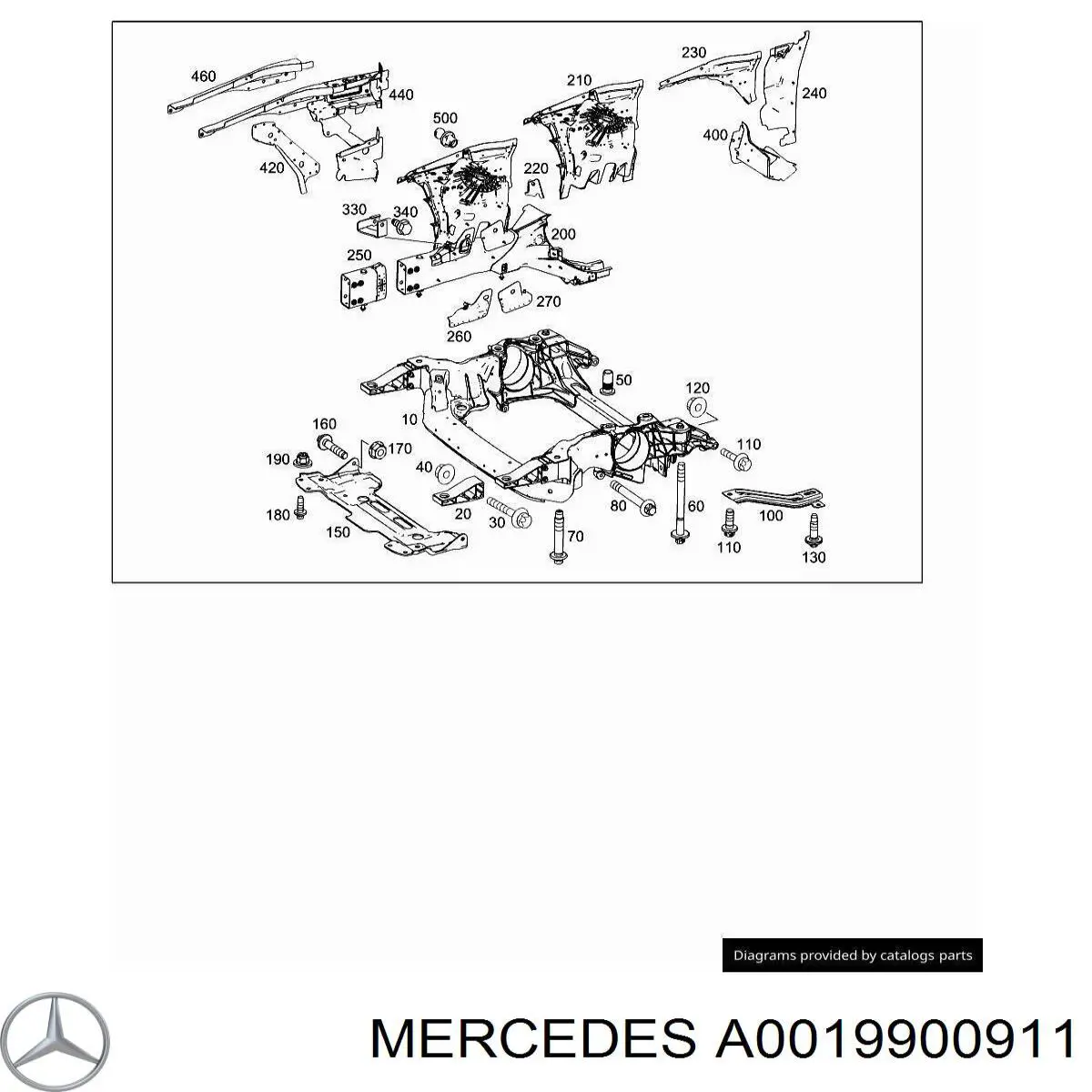 0019900911 Mercedes perno de la atadura de la viga delantera (el bastidor auxiliar)