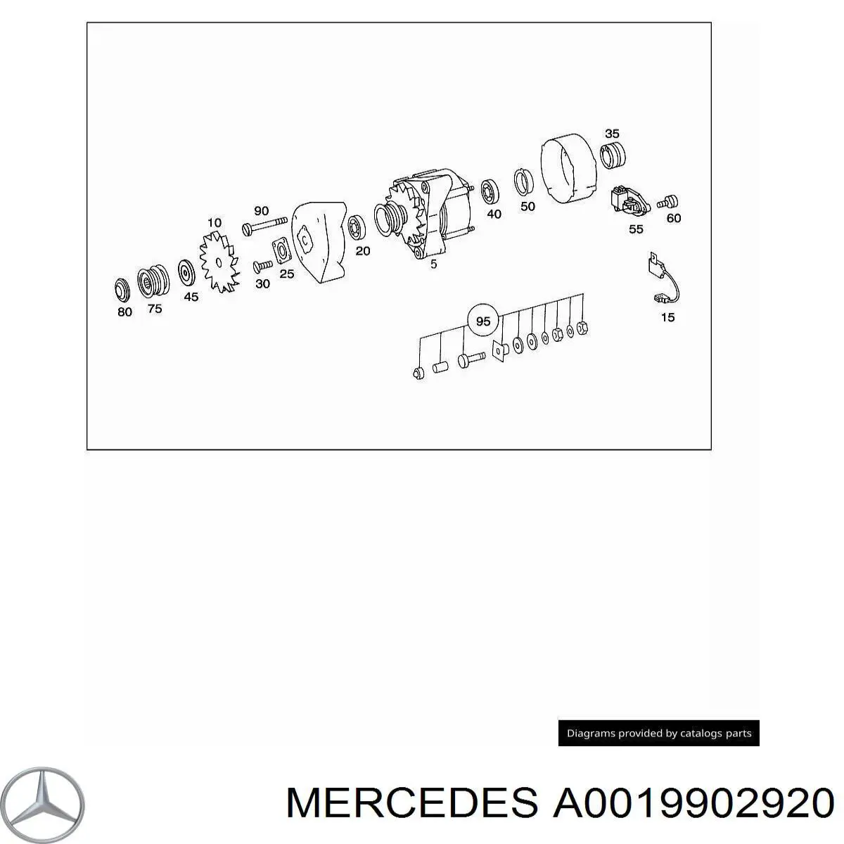 Tapa trasera del alternador Mercedes A0019902920 precio, desde 0,51 EUR