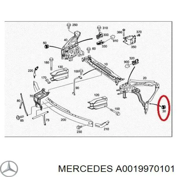 A0019970101 Mercedes Soporte de montaje del faro delantero