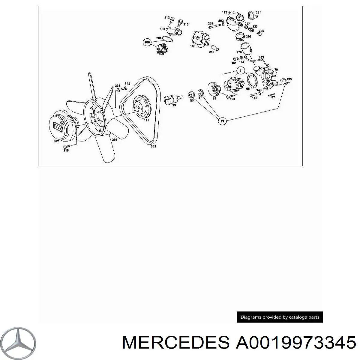 A0019973345 Mercedes junta, termostato