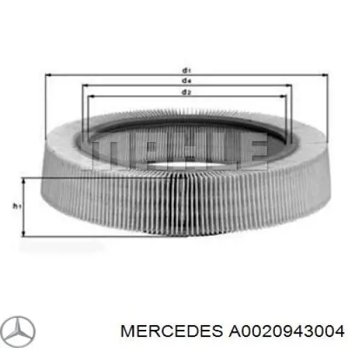 El filtro de aire Mercedes A0020943004 precio, desde 10,95 EUR