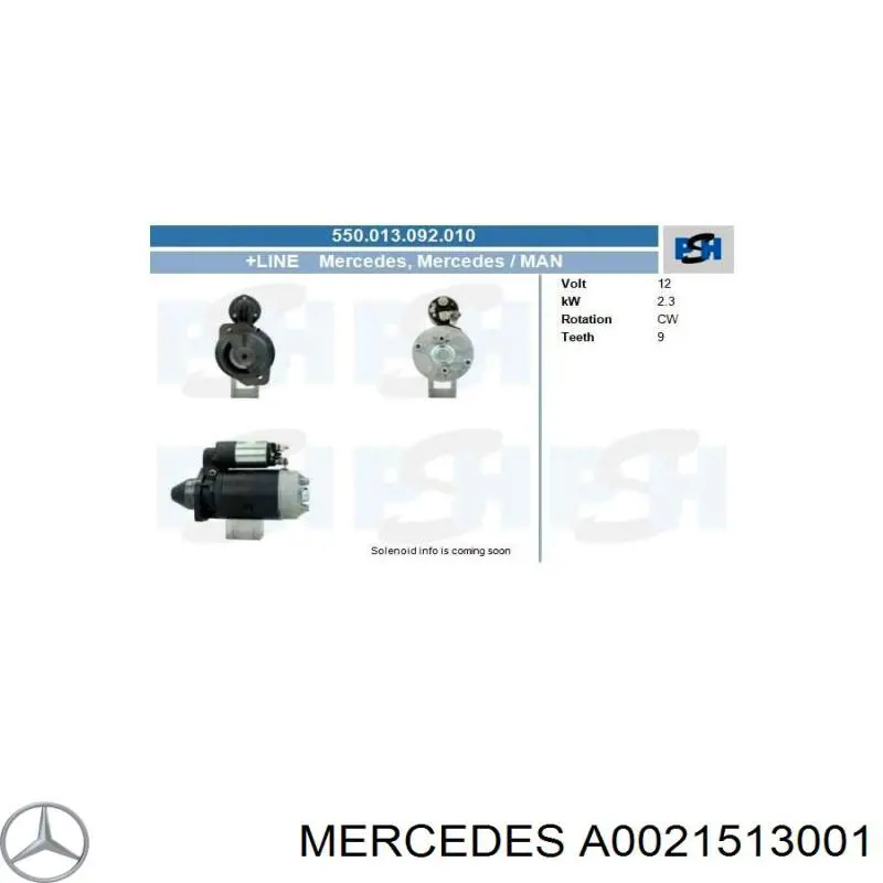 A0021513001 Mercedes motor de arranque