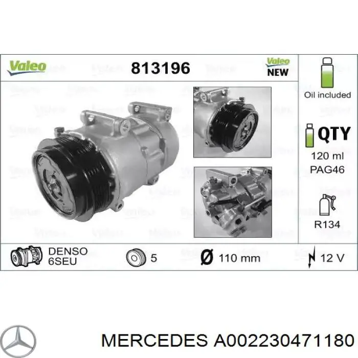 A002230471180 Mercedes compresor de aire acondicionado