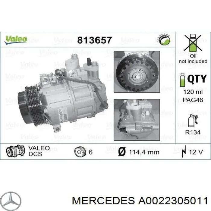 A0022305011 Mercedes compresor de aire acondicionado