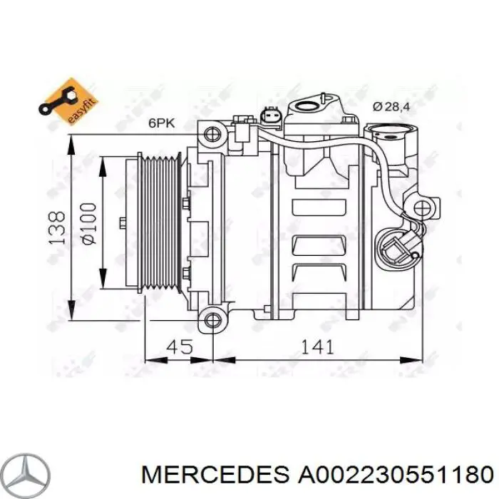 A002230551180 Mercedes compresor de aire acondicionado